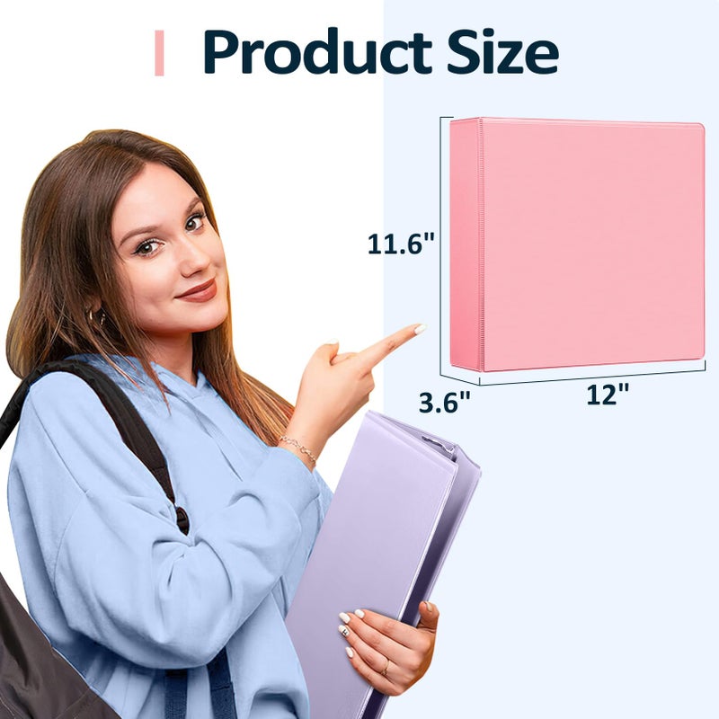 Sooez BinderX Extra Durable 4 Pack 1 Inch 3 Ring Binder, D-Ring Large Binder, Holds 880 Sheets of 8.5x11 Paper, Customizable View Cover with Inside Pocket, Pastels - Image 4